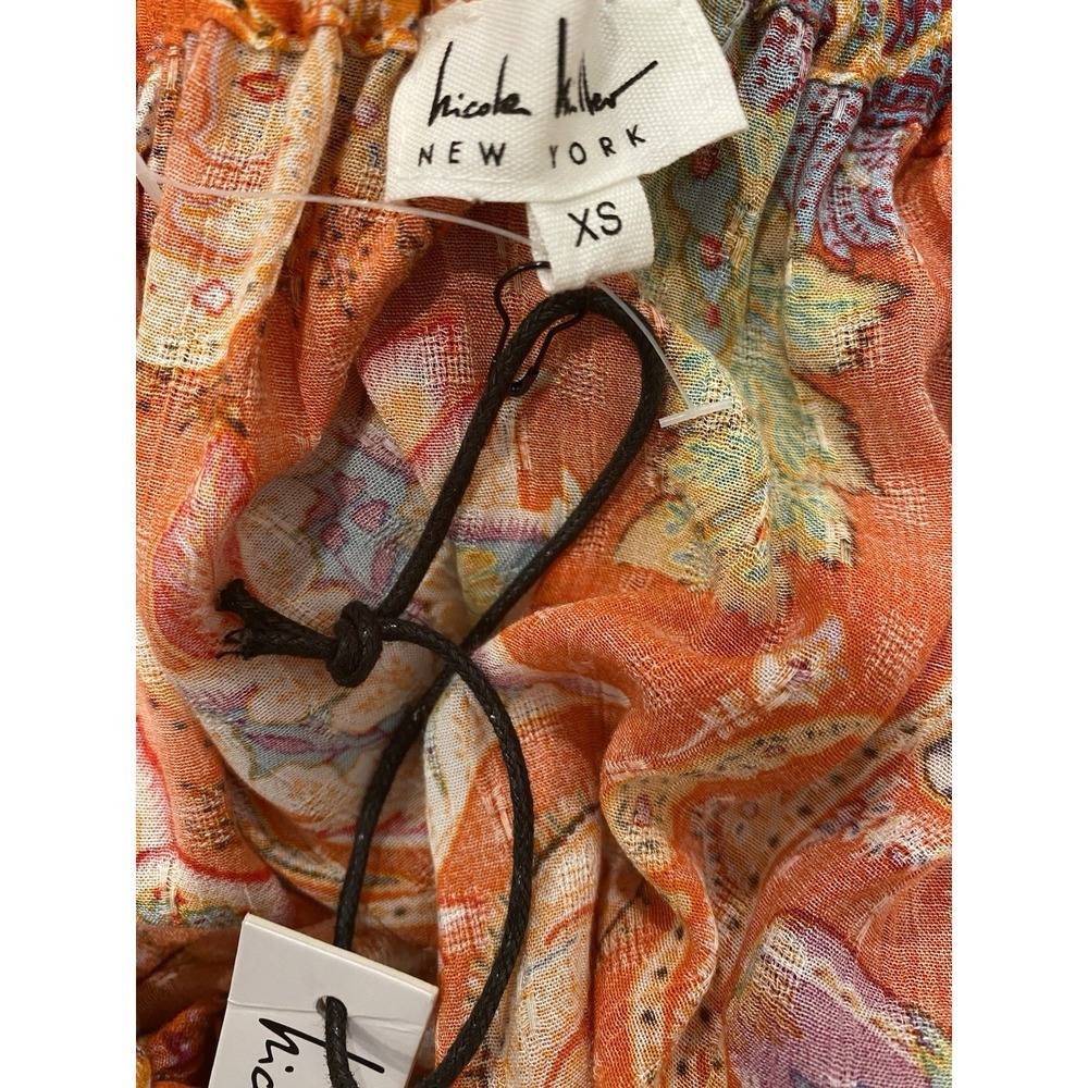 Nicole Miller Dress Orange Paisley Mini Dress Beach Resort Wear Belted SZ XS - Picture 7 of 11